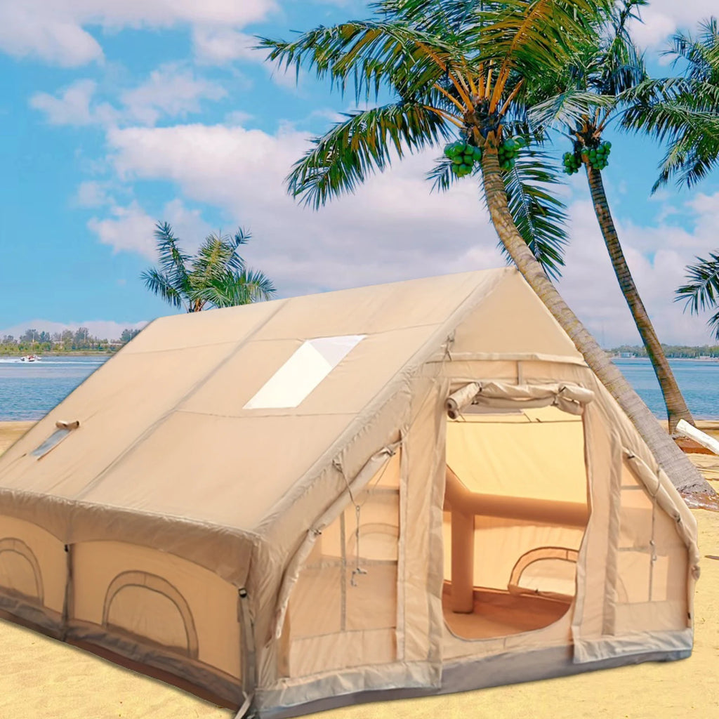 Inflatable Camping Tent For 4 To 8 People With Windows Portable Water Resistant Four Season Outdoor Tent