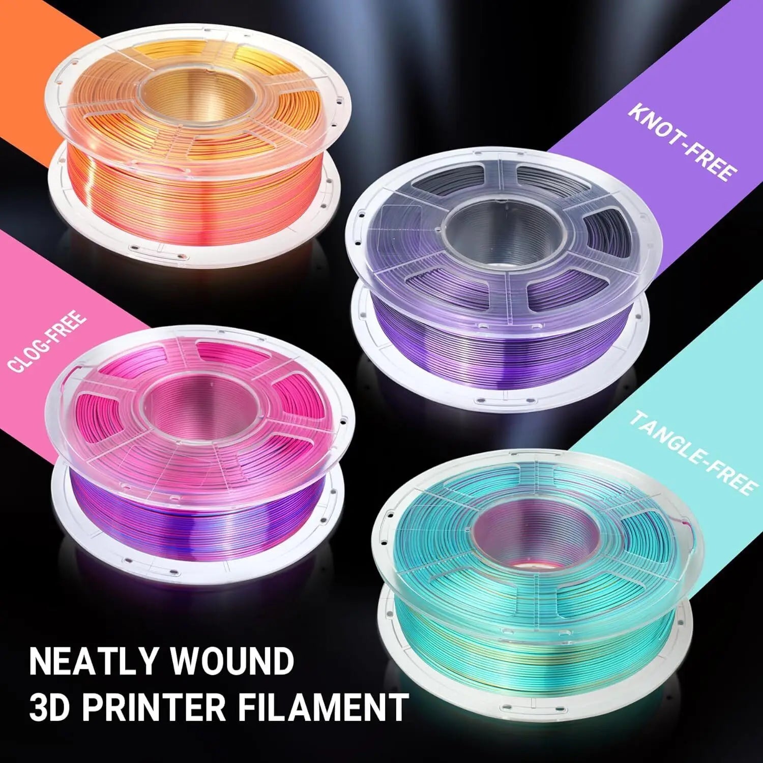 SUNLU SILK Dual &Triple Colors  3D Printer Filament 5KG 1kg/roll 1.75mm Dimensional Accuracy +/- 0.02 mm 2.2 LBS (1KG) Fast Ship - trendingshoping.com