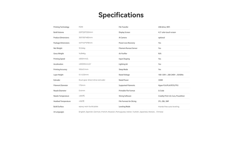 CREALITY 3D Printer K1SE/ K1C / K1MAX 3D Printer 600MM /S Dual-gear Direct Drive Extruder K1 MAX Printer