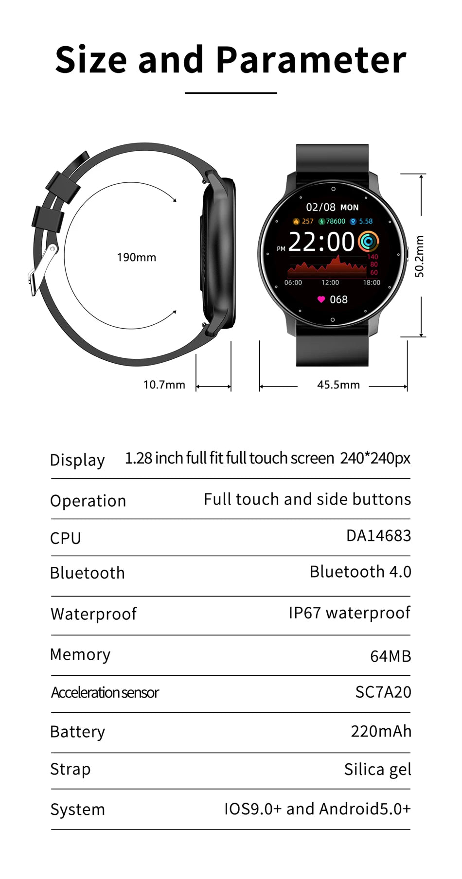 LIGE Smart Watch for Women & Men – Full Touch Screen, Bluetooth 5.2 Call, Waterproof Sports Fitness Tracker IP67 ZL02