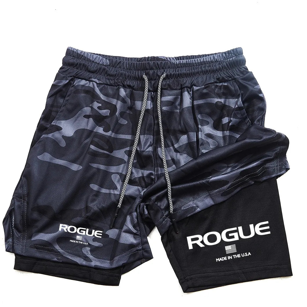 Gym men's sports shorts all-season 2-in-1 double-layer tight fashionable and casual