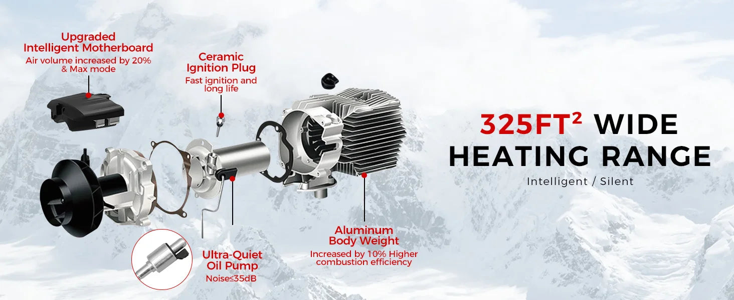 Sunster TB10pro 8KW Portable Diesel Air heater 12V/24V/220V w/Bluetooth APP/Ventiation mode/CO monitoring For Car Home Camper RV - trendingshoping.com