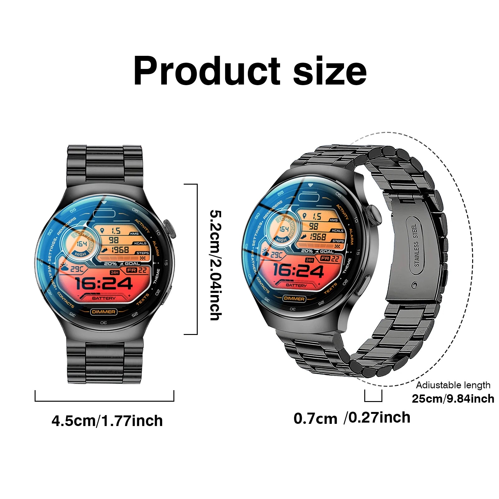 Smart Watch for Men – 1.5'' Screen, Bluetooth Call, Fitness Tracker with Multiple Sports Modes, Life Waterproof Activity Watch