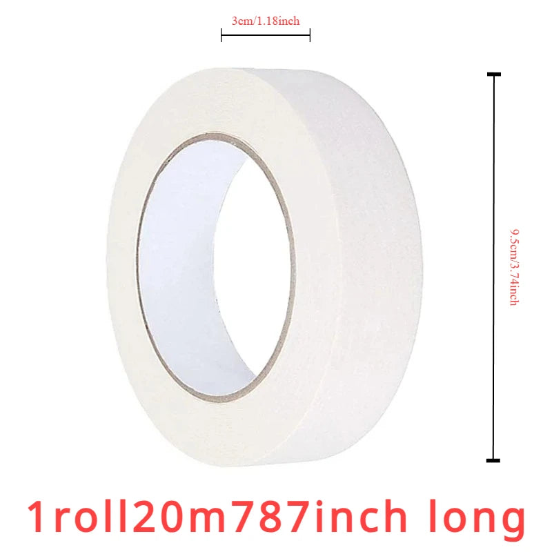 White Masking Tape 20M | Adhesive Painter’s Tape for DIY, Craft & Painting