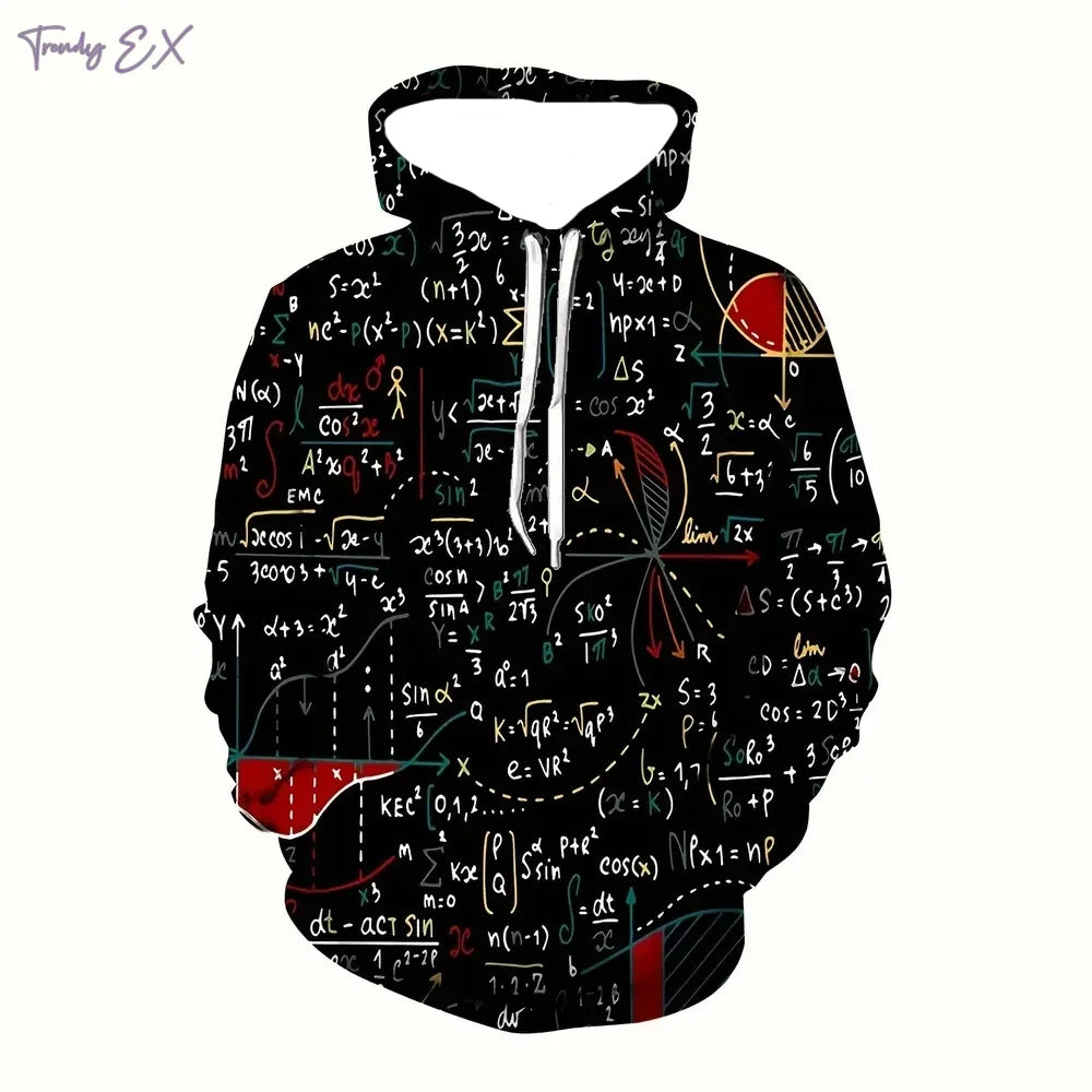 Men’s Oversized Hoodie Sweatshirt – Graffiti Print, Casual Long Sleeve with Kangaroo Pocket