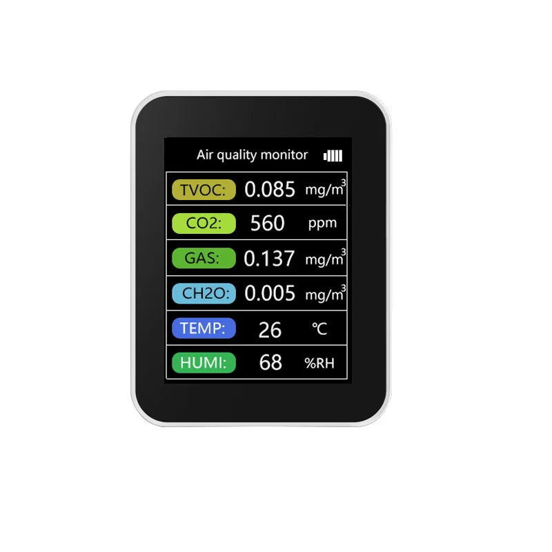 Smart Air Quality Monitor With Semiconductor Sensor For Home Office Real Time Detection PM2 5 CO2 Temperature Humidity