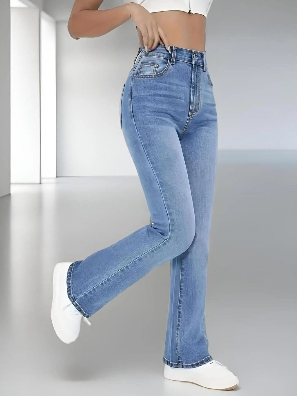 New Womens Hot Jeans Slimming European American Style Casual Versatile High Waist Washed Denim
