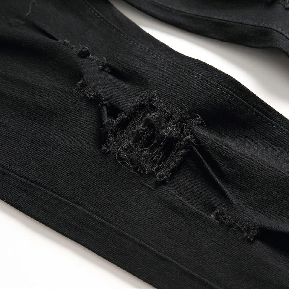 Jeans For Men Fashion Ripped Biker Skinny Denim Trousers High Street Slim Jogging Pants Homme