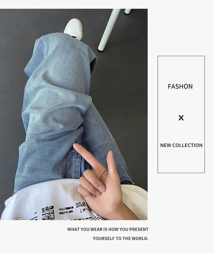 Mens Large Denim Jeans Baggy Fit Trousers for Men