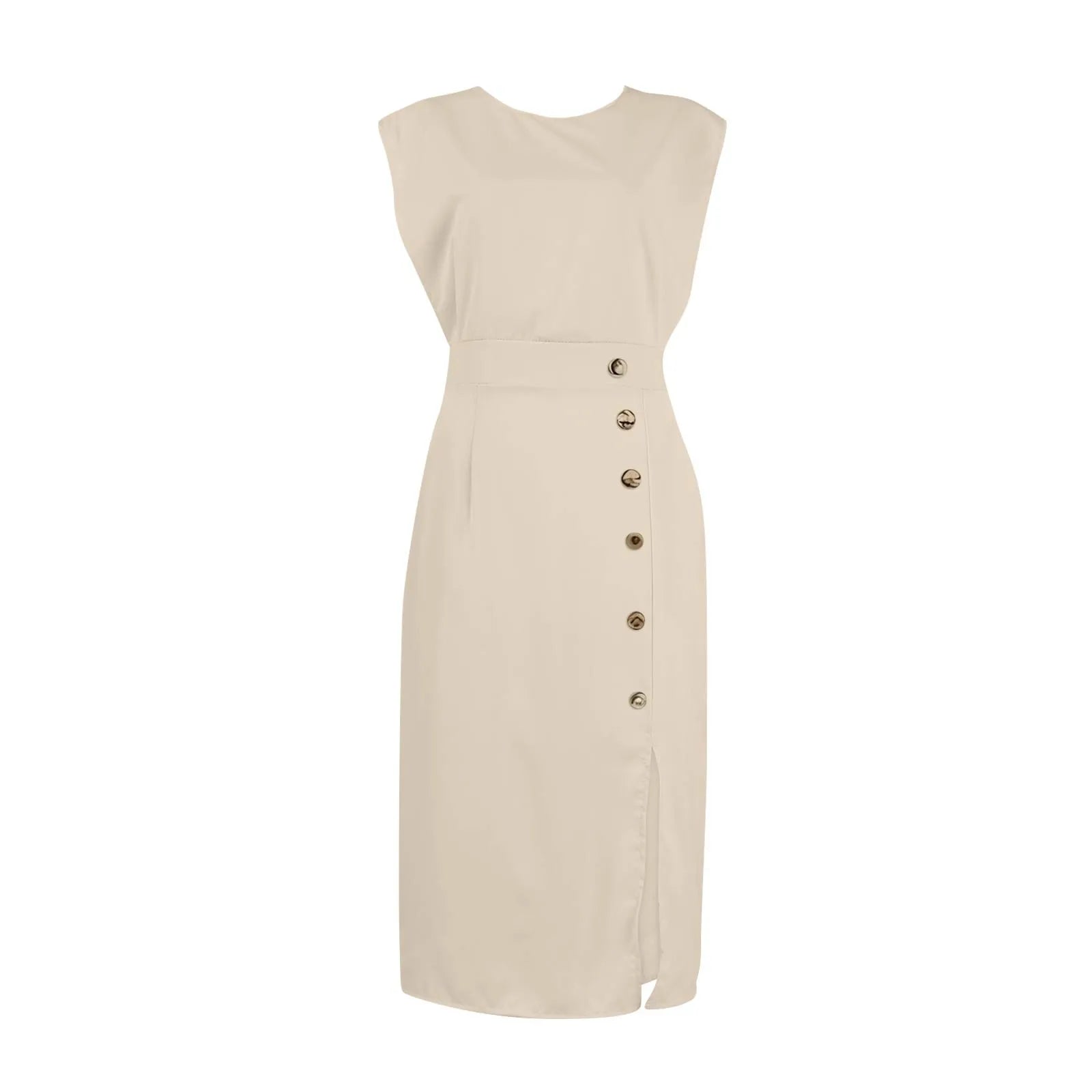White Formal Autumn Dress for Women - Elegant Office & Evening French Style