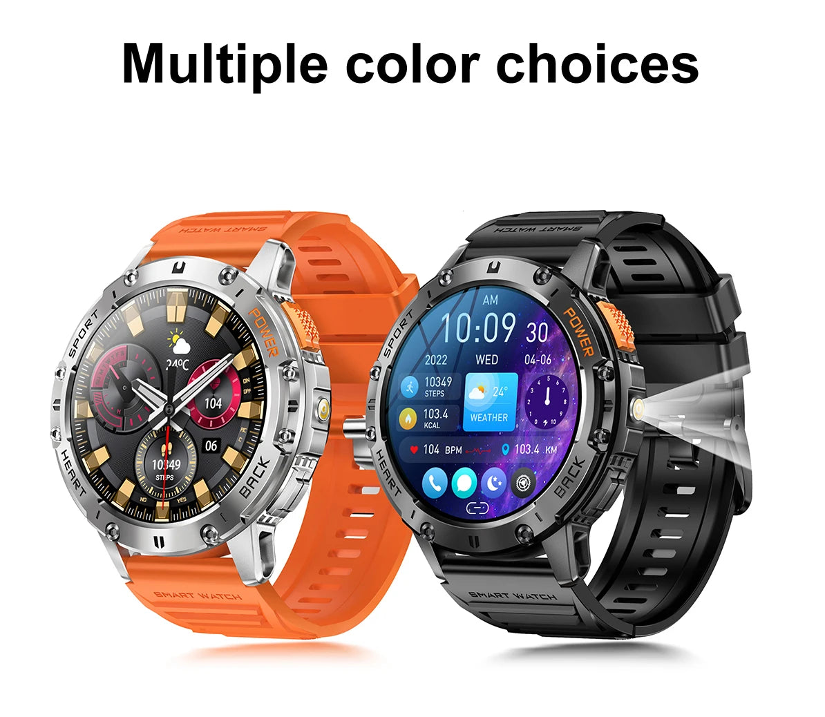 AMOLED Smart Watch for Men – Waterproof Sports Fitness Tracker with Flashlight & Bluetooth Call + Box