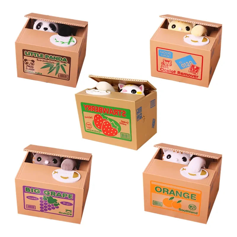 Panda Coin Box Kids Money Bank Automated Cat Thief Money Boxes Toy Gift for Children Coin Piggy Money Saving Box Christmas gift - trendingshoping.com