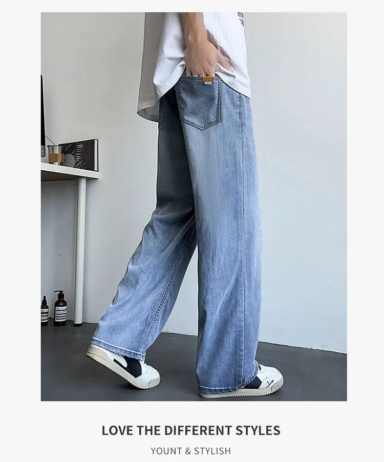 Mens Large Denim Jeans Baggy Fit Trousers for Men