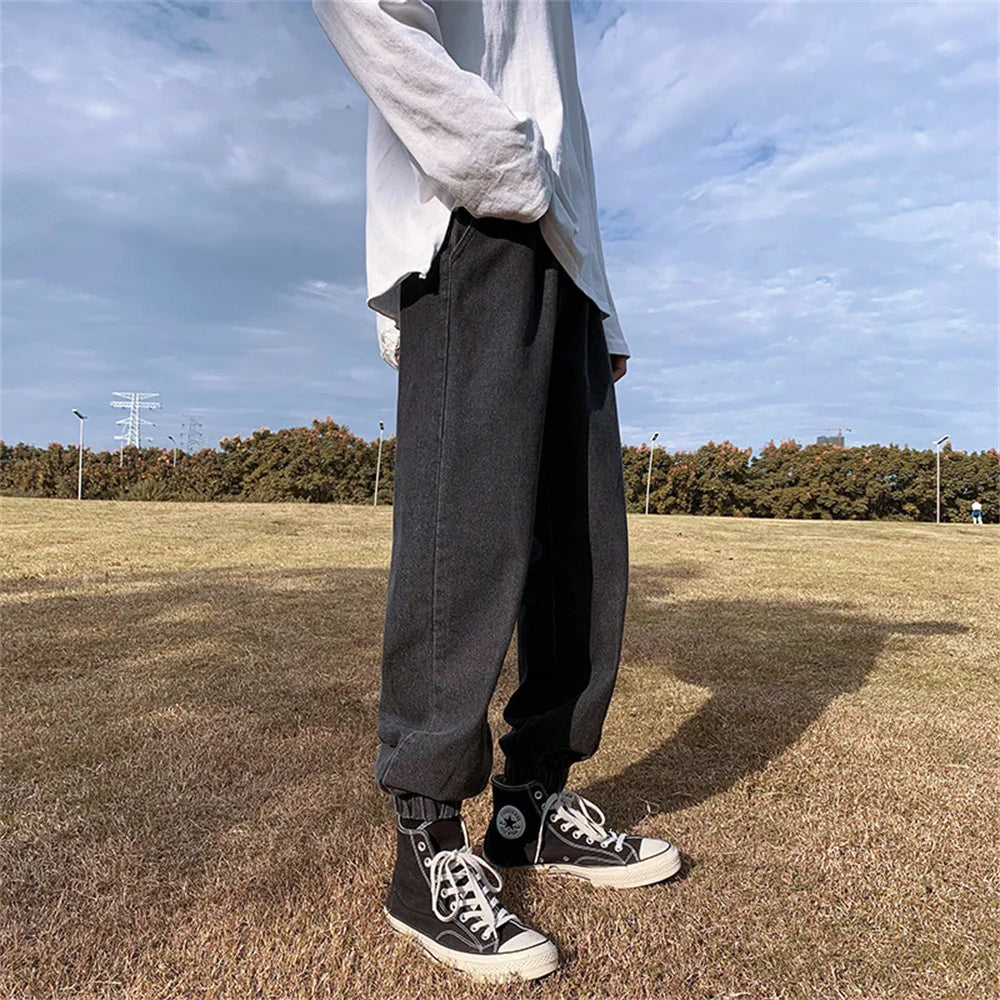 Jeans men Jeans Man Loose Joggers Streetwear Harem Jeans Cargo Pants Ankle-Length Denim Trousers denim pants joggers men - trendingshoping.com