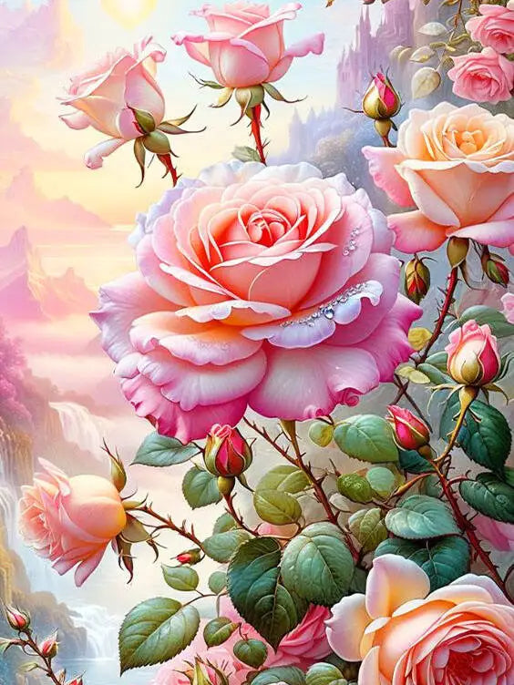 Huacan 2025 New Series Diamond Painting Flower Full Square Round Diamond Mosaic Rose Handmade Gift Giving