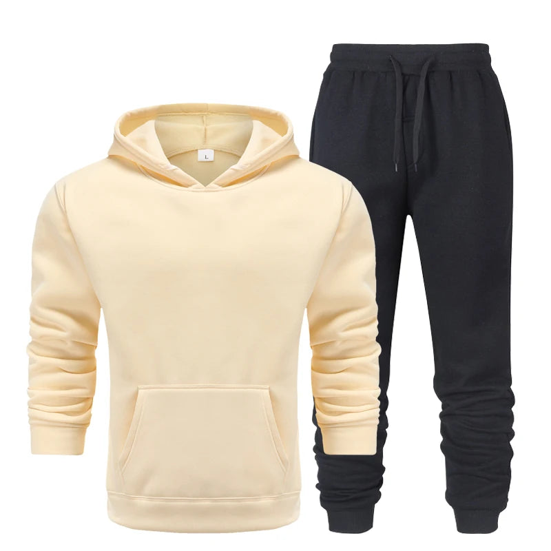 Men’s 2-Piece Sports Tracksuit - Autumn Hoodie & Joggers Set for Running & Fitness