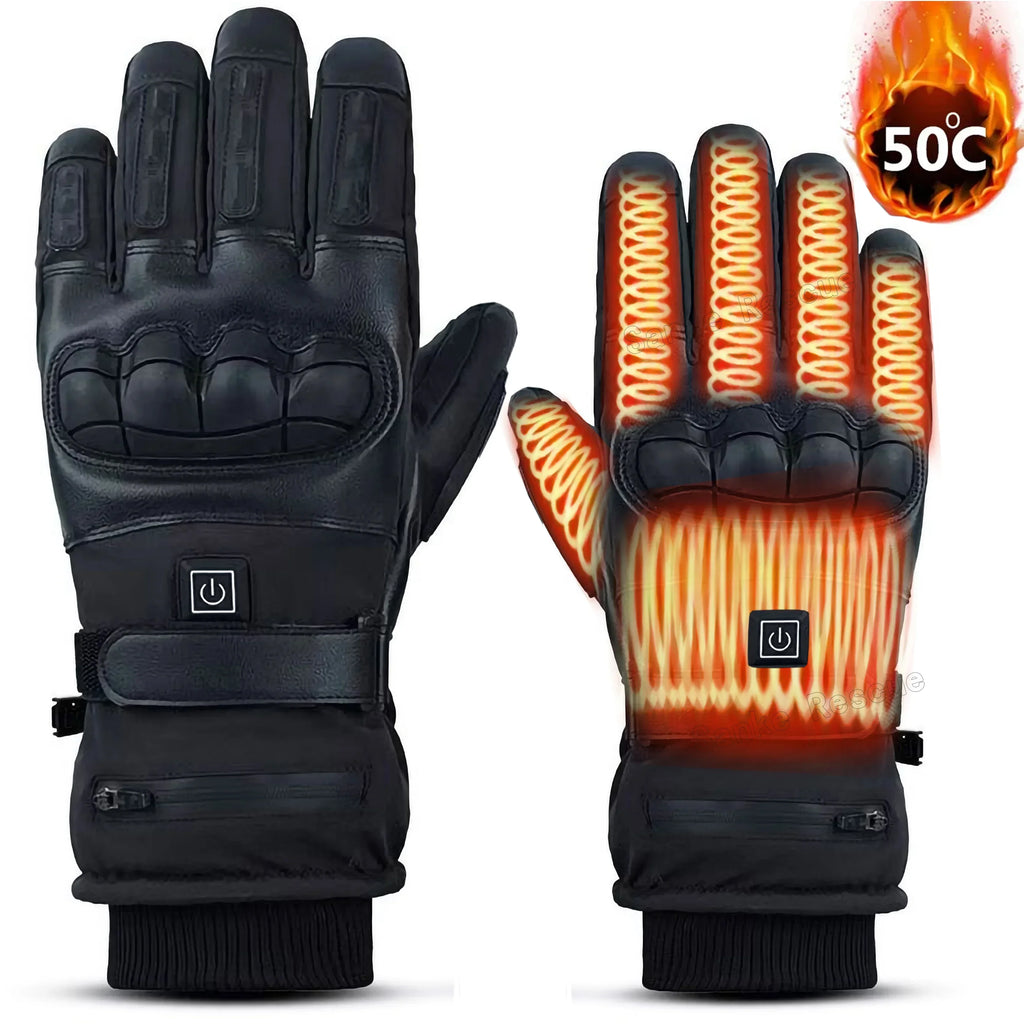 Rechargeable Heated Motorcycle Gloves Men Warm Tactical Cycling Gloves
