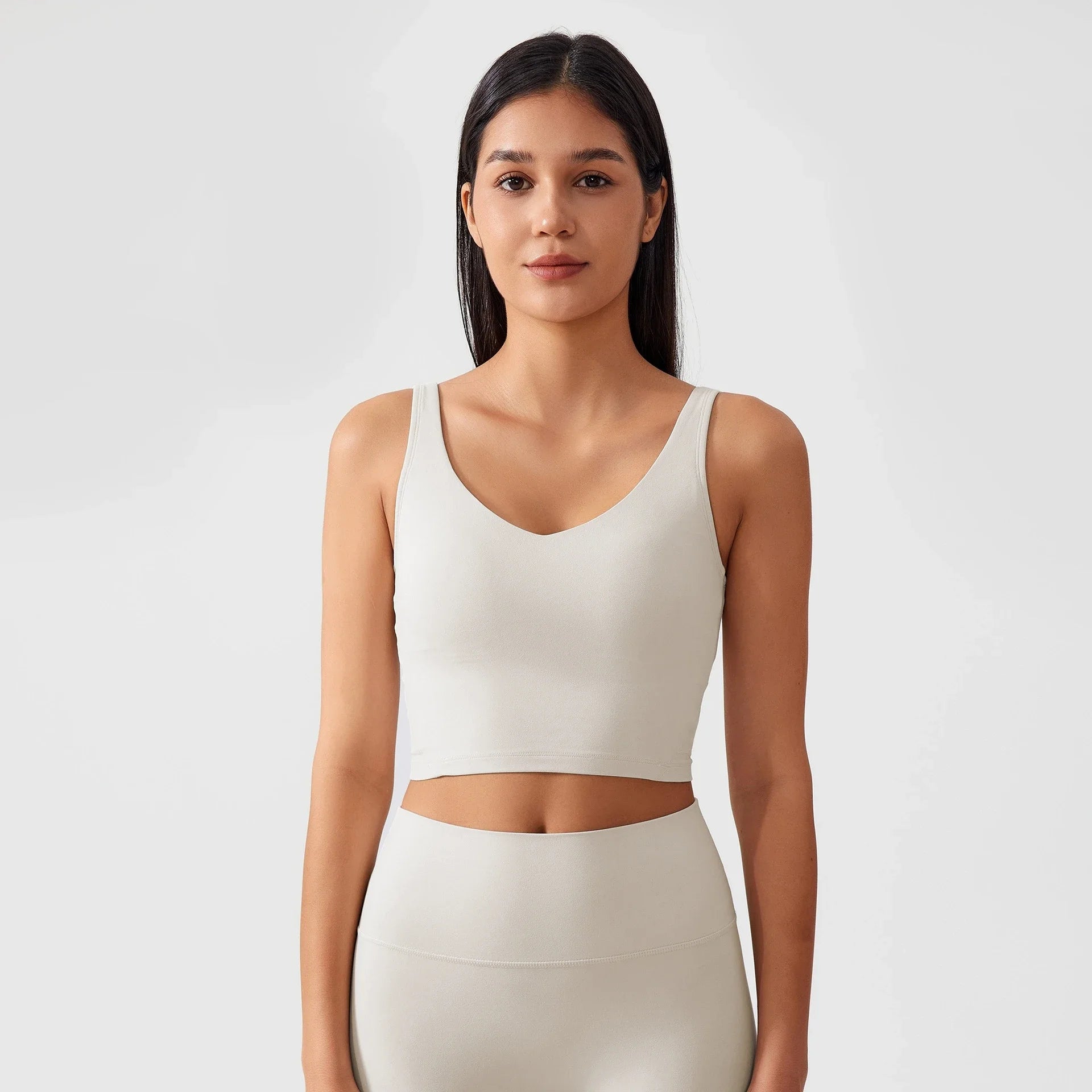 Women’s Sports Bra Yoga Top with Fixed Chest Pad Gym Vest U-Shaped Back Fitness Crop Top