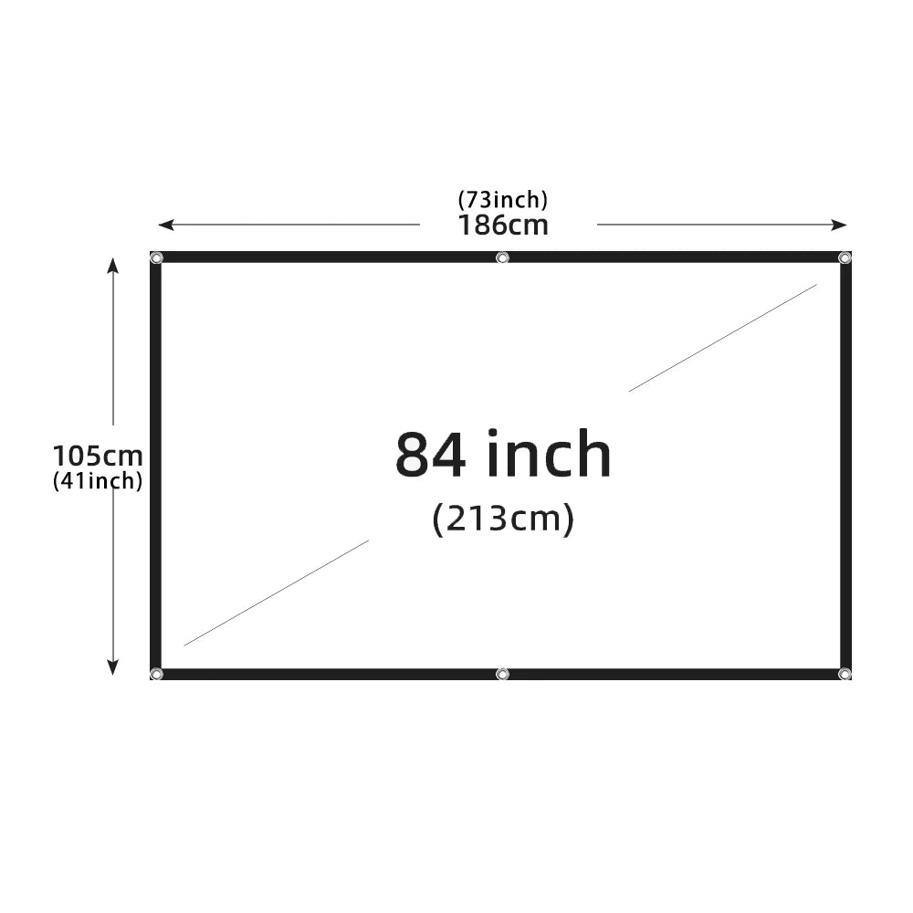 60-200 Inch Portable Foldable Projector Screen High Density White Less Creases Soft Projection Screen 16:9 Indoor Outdoor