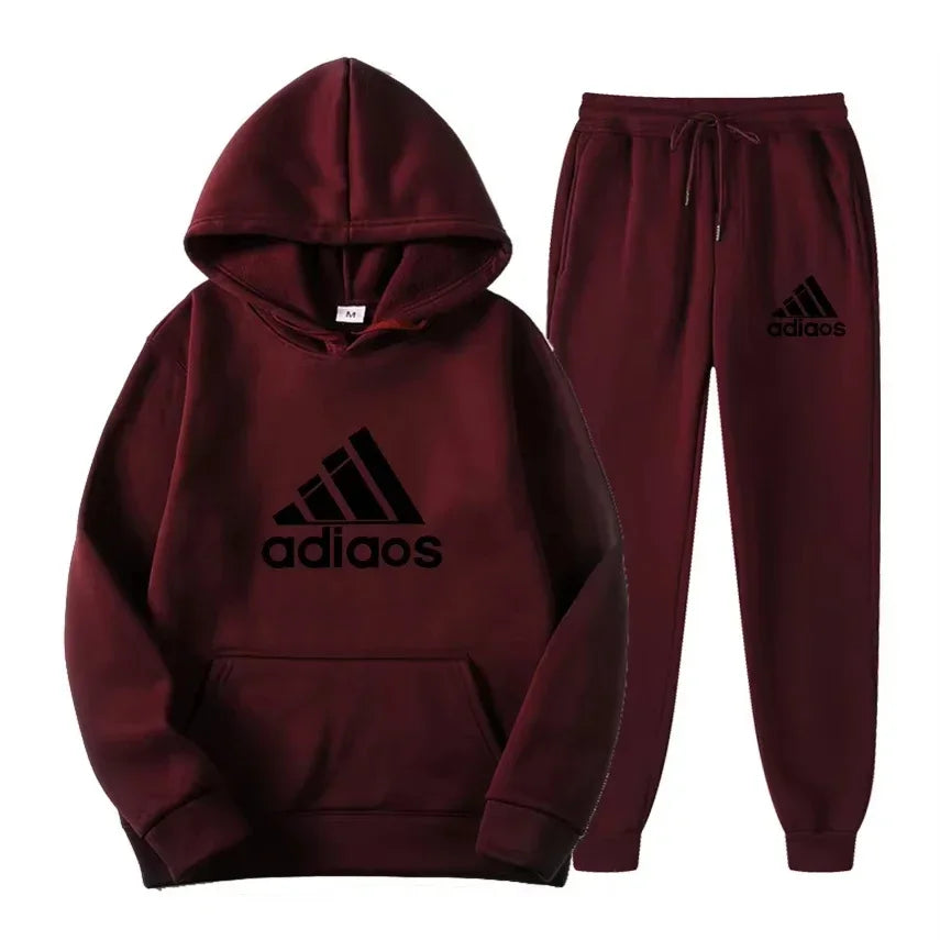Autumn-Winter Warmth-Enhanced Comfortable Leisure Fitness Sports Set: Two-piece set including hooded sports shirt and joggi