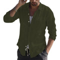 Men’s Pure Cotton Long Sleeve Solid Color Casual Shirt Coat