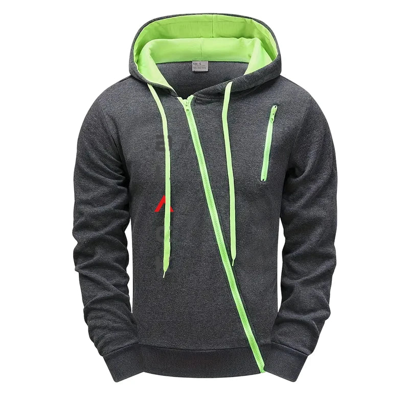 Men’s Tracksuit Set 2025 Black – Zipper Hoodie Jacket, Letter Print Jogger Sweatpants, Autumn Winter Casual Wear