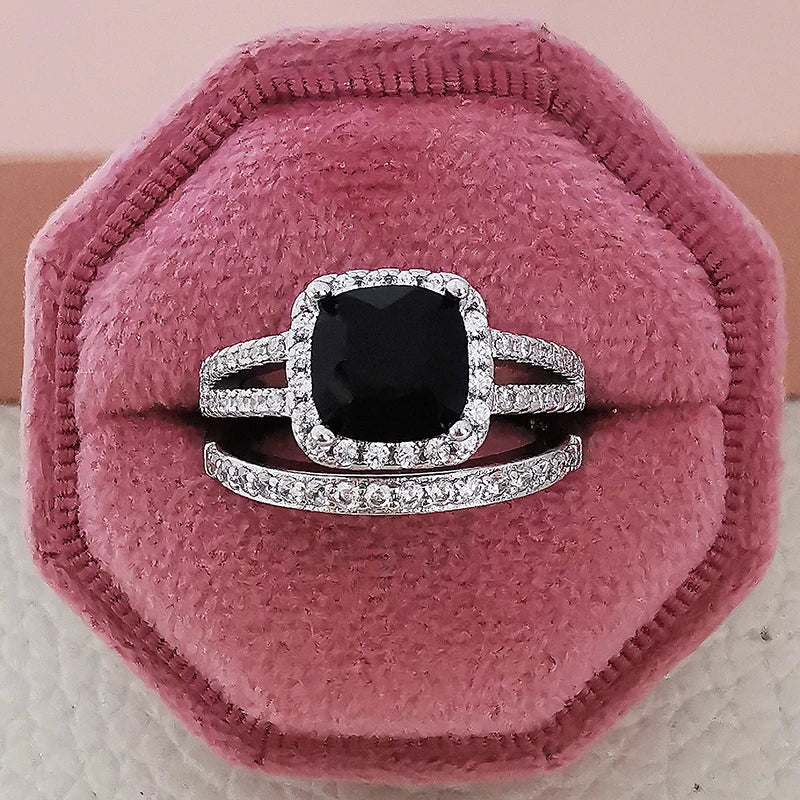 2025 Trend New Rose Gold Color silver color bride Engagement Wedding Ring Set of for Women Christmas Gift Dating Jewelry R4955 - trendingshoping.com