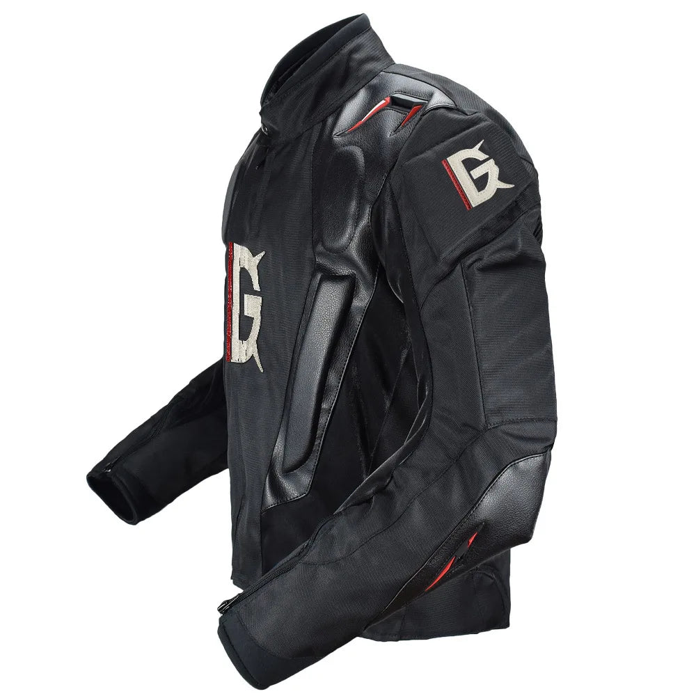 Motorcycle Jacket Leather Oxford Winter Jacket for Men and Women with 7 Protective Pads