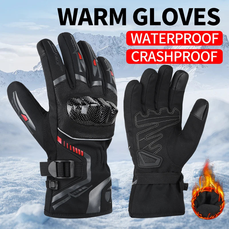 Warm Winter Riding Gloves Waterproof Thickened Insulation & Hard Knuckle Protection | Motorcycle & Bike Gloves (Great Present)