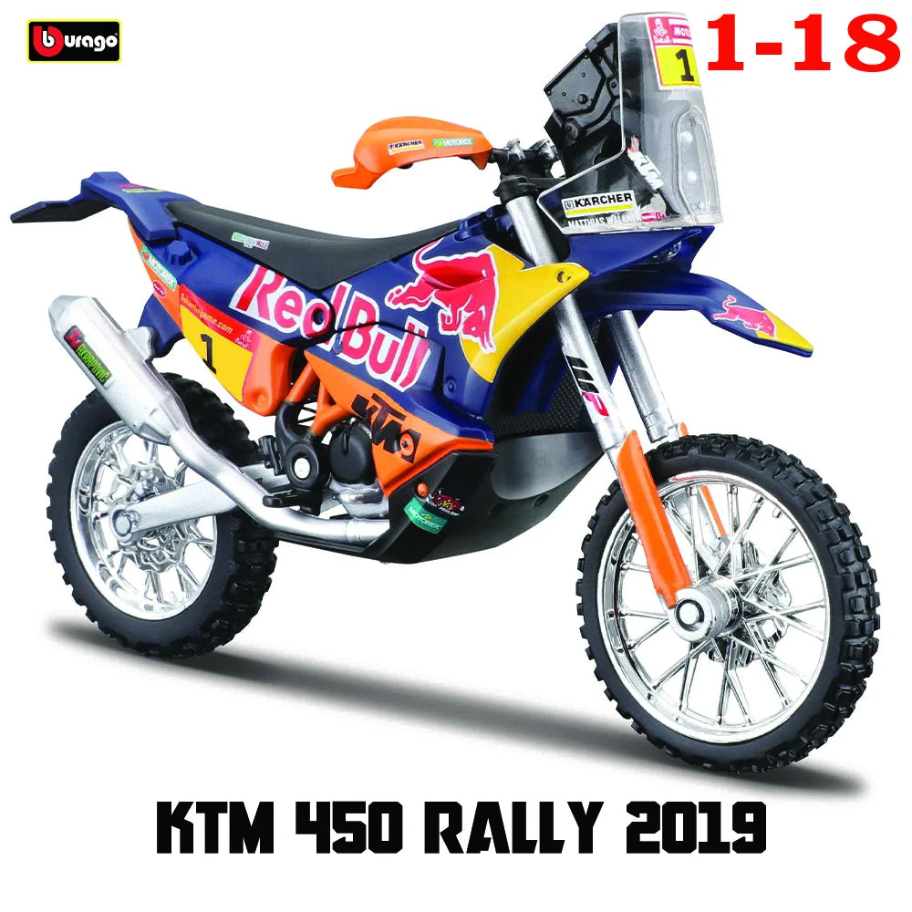 Bburago 1 18 Scale Red Bull KTM 450 Rally 2018 Alloy Die Cast Motorcycle Model Licensed Collectible