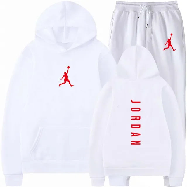 Men's Essential Winter Tracksuit - Heavyweight Solid Color Hoodie & Stretch Jogger Set - 2-Piece Urban Sportswear