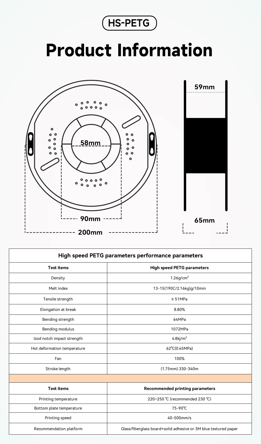 5/10KG High speed PETG For 3D Printer Bambu Lab Filament 40-500mm/s Hyper 3D Printer Materials RAPID HS petg - trendingshoping.com
