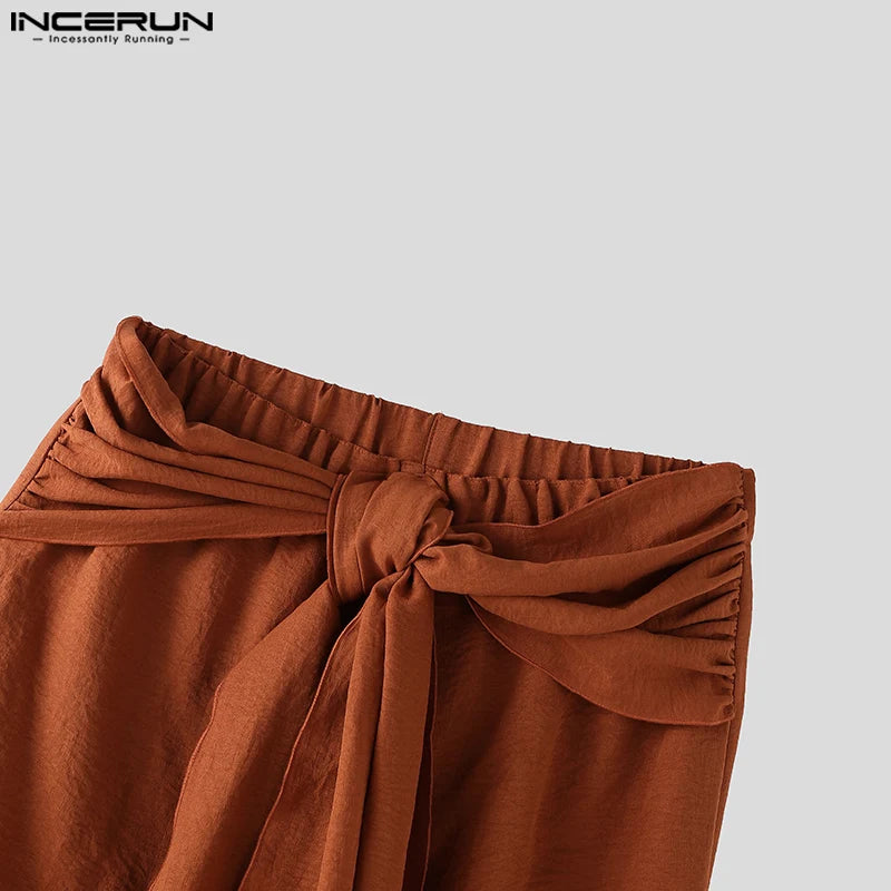 INCERUN Men's Pleated Harem Pants - Oversized Streetwear Trousers
