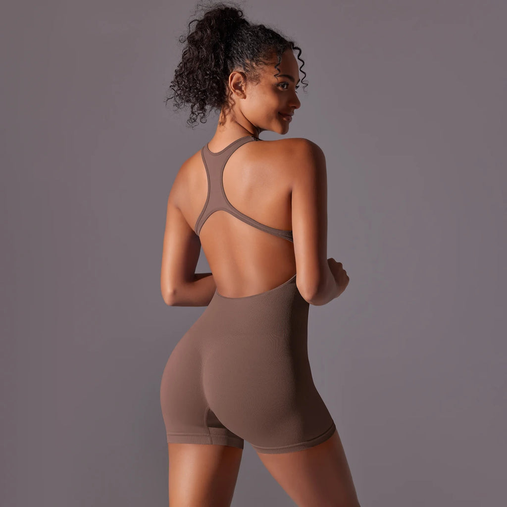Sexy Back Jumpsuit Gym Set Women Training Yoga Suit Sportswear Women Sports Jumpsuit Fitness Rompers Stretch Workout Bodysuits