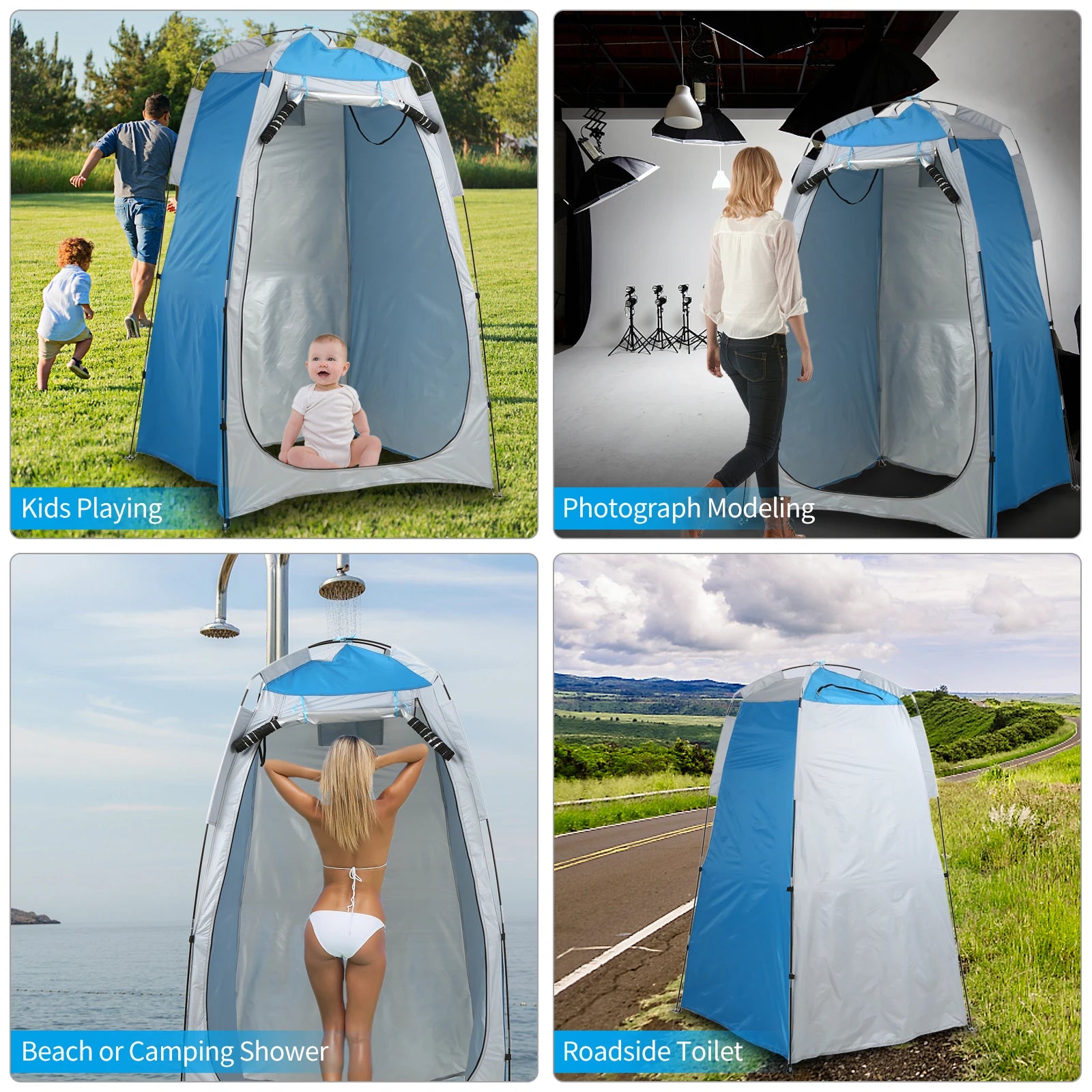 Portable Beach Shower Toilet Changing Privacy Tent With Window Sun Rain Outdoor Camping Shelter