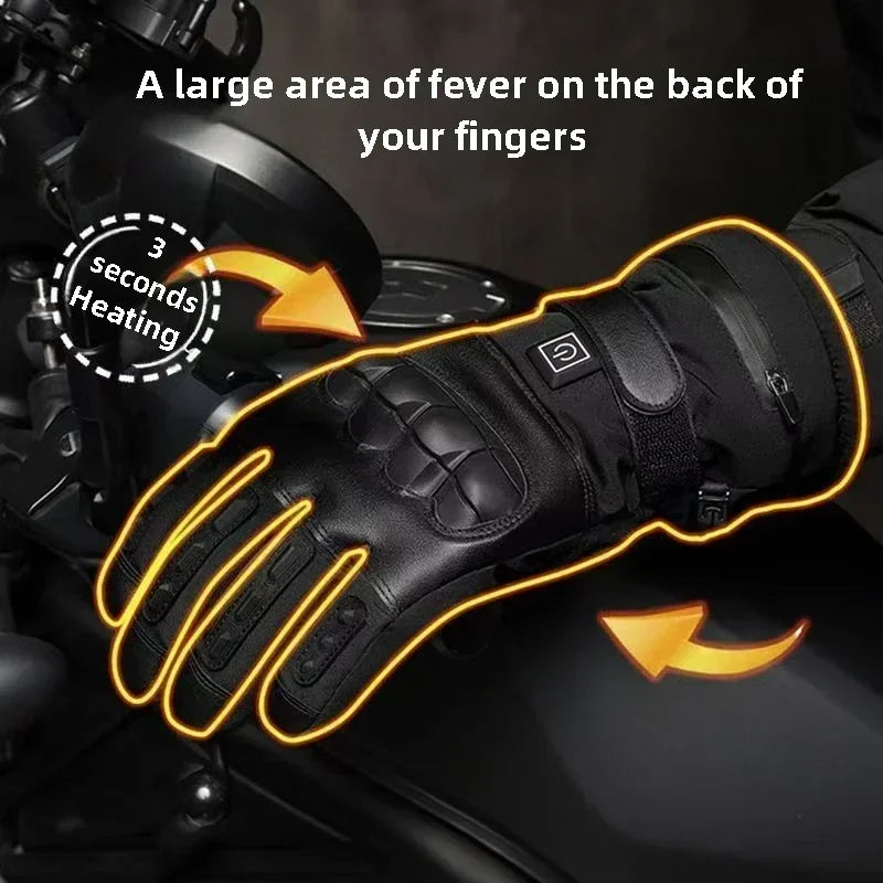 Rechargeable Heated Motorcycle Gloves Men Warm Tactical Cycling Gloves
