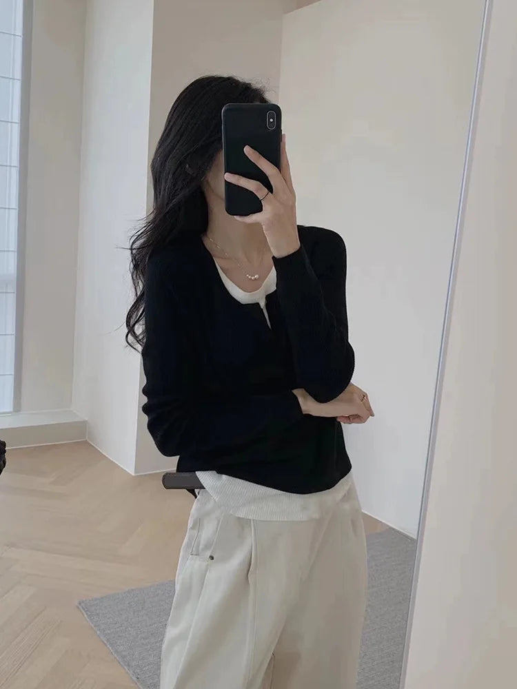 Women’s Solid Color Slim Fit Long Sleeve T-Shirt 2025 Autumn Casual Top