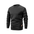 Men’s Casual Round Neck Sweatshirt Loose Fit Solid Color Long Sleeve Pullover