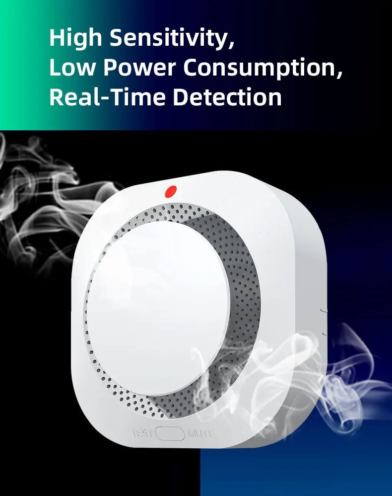 Independent Smoke Detector Sensor For Home Warehouse Security Smart Fire Alarm With Replaceable Battery