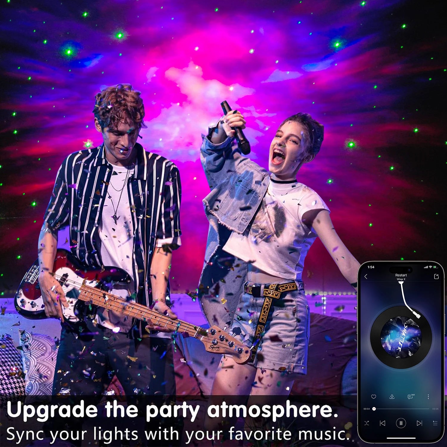 Galaxy Astronaut Projector with Bluetooth Music Speaker App Control Timer Nebula Star Space Projector Night Light for Kids Gift