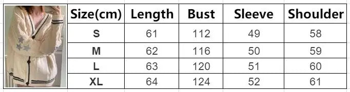 Knit Print Winter Cardigan Sweater Chic Vintage Star Preppy Long Sleeve Autumn V Neck Aesthetic Retro Single Breasted Sweaters - trendingshoping.com