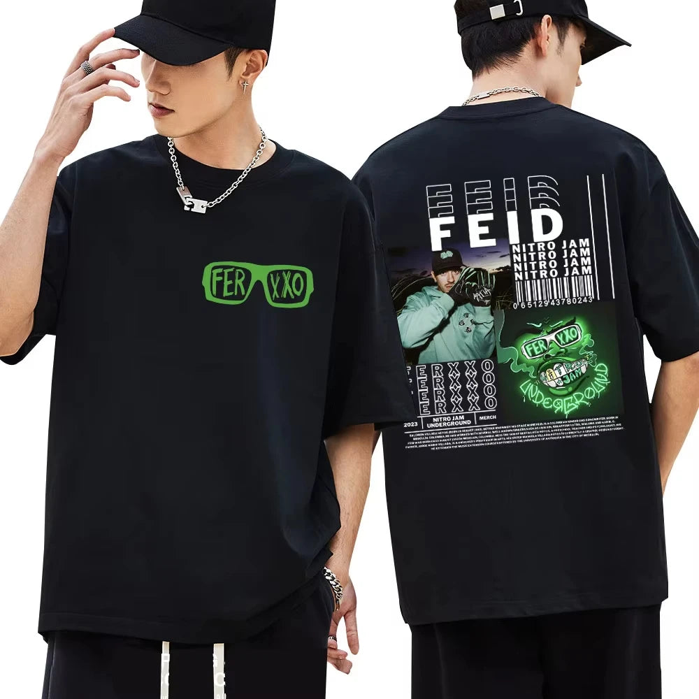 Rapper Feid Ferxxo Music Album T Shirts Men Women Hip Hop Fashion Retro Harajuku T-Shirt Oversized Cotton Gothic Tees Streetwear