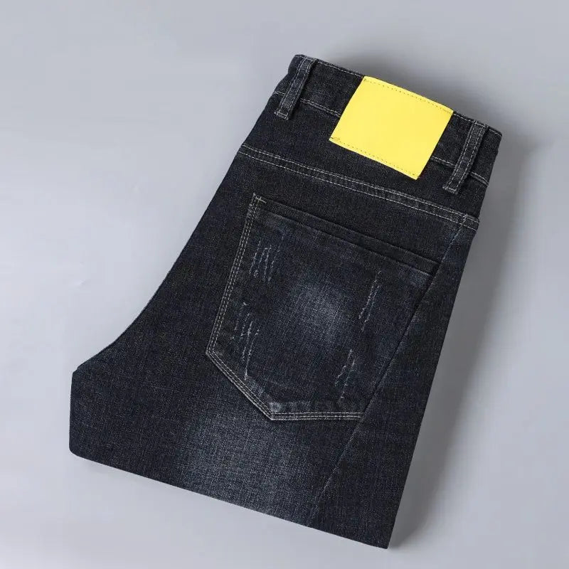Mens Stretch Black Jeans Slim Fit Straight Leg Pants