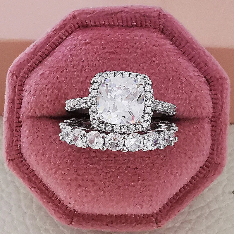 2025 Trend New Rose Gold Color silver color bride Engagement Wedding Ring Set of for Women Christmas Gift Dating Jewelry R4955 - trendingshoping.com