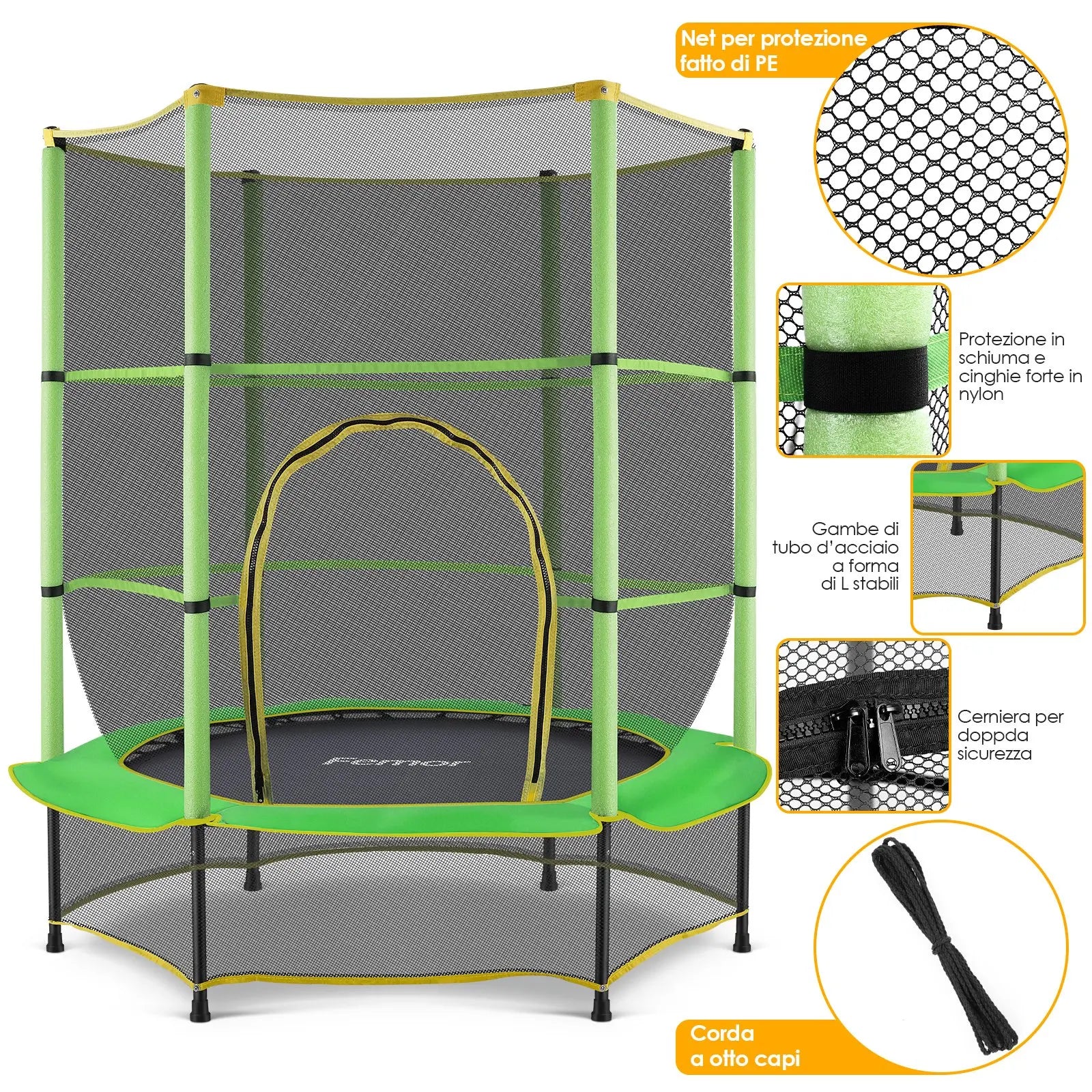 Trampoline for Children, Ø 140cm Mini Toddler Trampoline with Safety Net,Built-in Zipper, Round Trampoline Indoor and Outdoor - trendingshoping.com