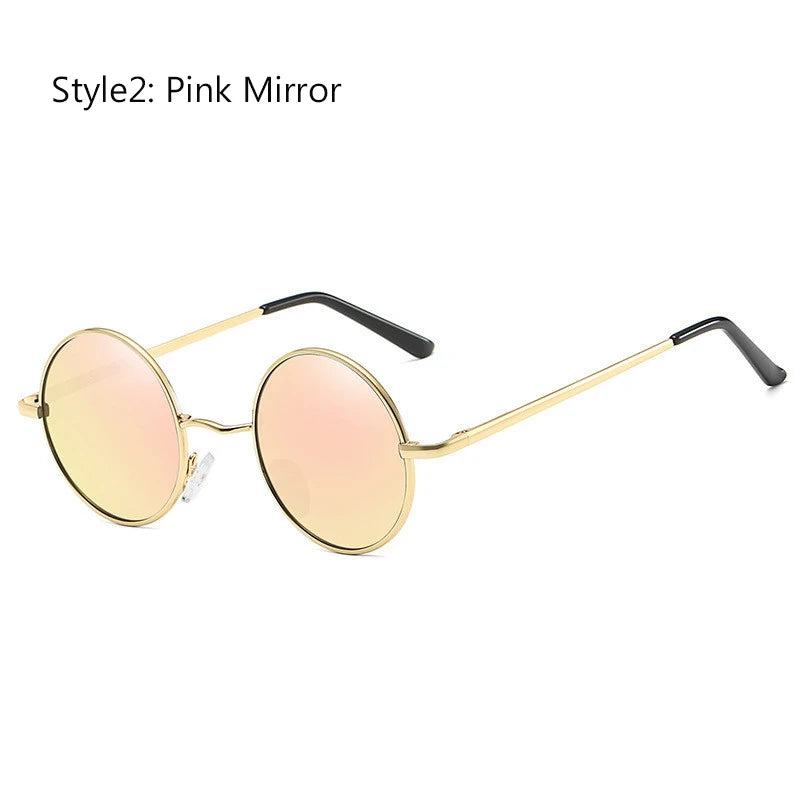Retro Round Polarized Sunglasses Men Women Alloy Metal Frame UV400