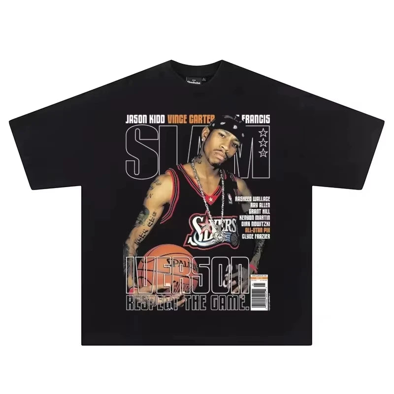 2025 New Hip Hop Streetwear Men's T-shirts Basketball Star Printed Tee Cotton Breathable Fans Oversized Casual Y2K Clothes Tops