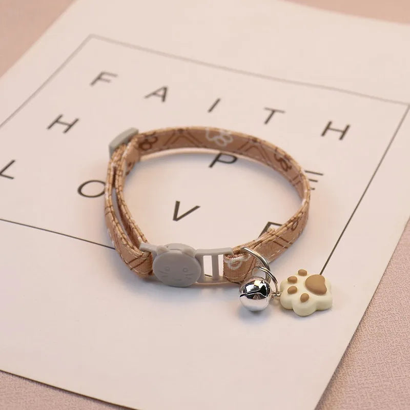 Pet Collar with Bell Adjustable Cartoon Print for Dogs Cats