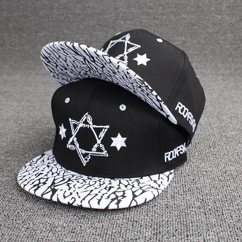 Hip Hop Letter Embroidery Snapback Cap – Unisex Flat Brim Baseball Hat for Outdoor & Casual Wear