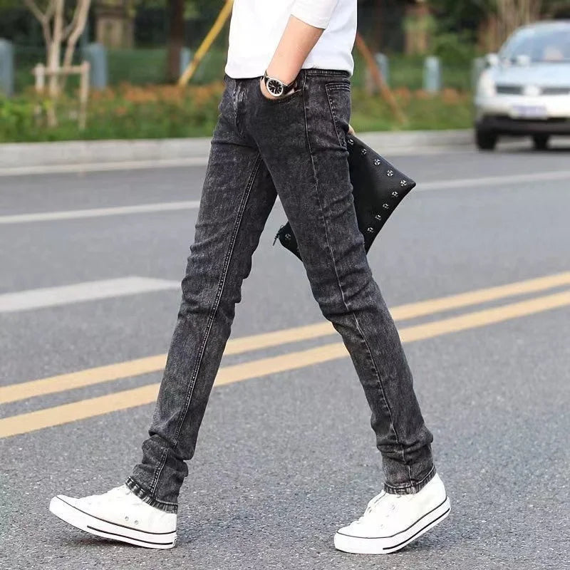 Men's Slim Fit Stretch Skinny Jeans - High Quality Black & White Denim Pants